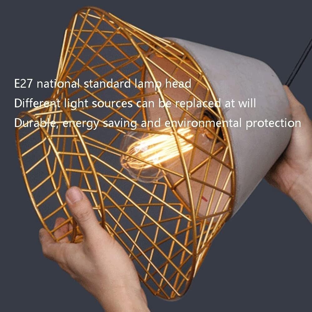 Modern Ceiling Light Chaner Wrought Iron Simple Pendant Light Minimalist Industrial Fixture Farmhouse Lighting Fixture Single Head Small Hanging Light(Gold)