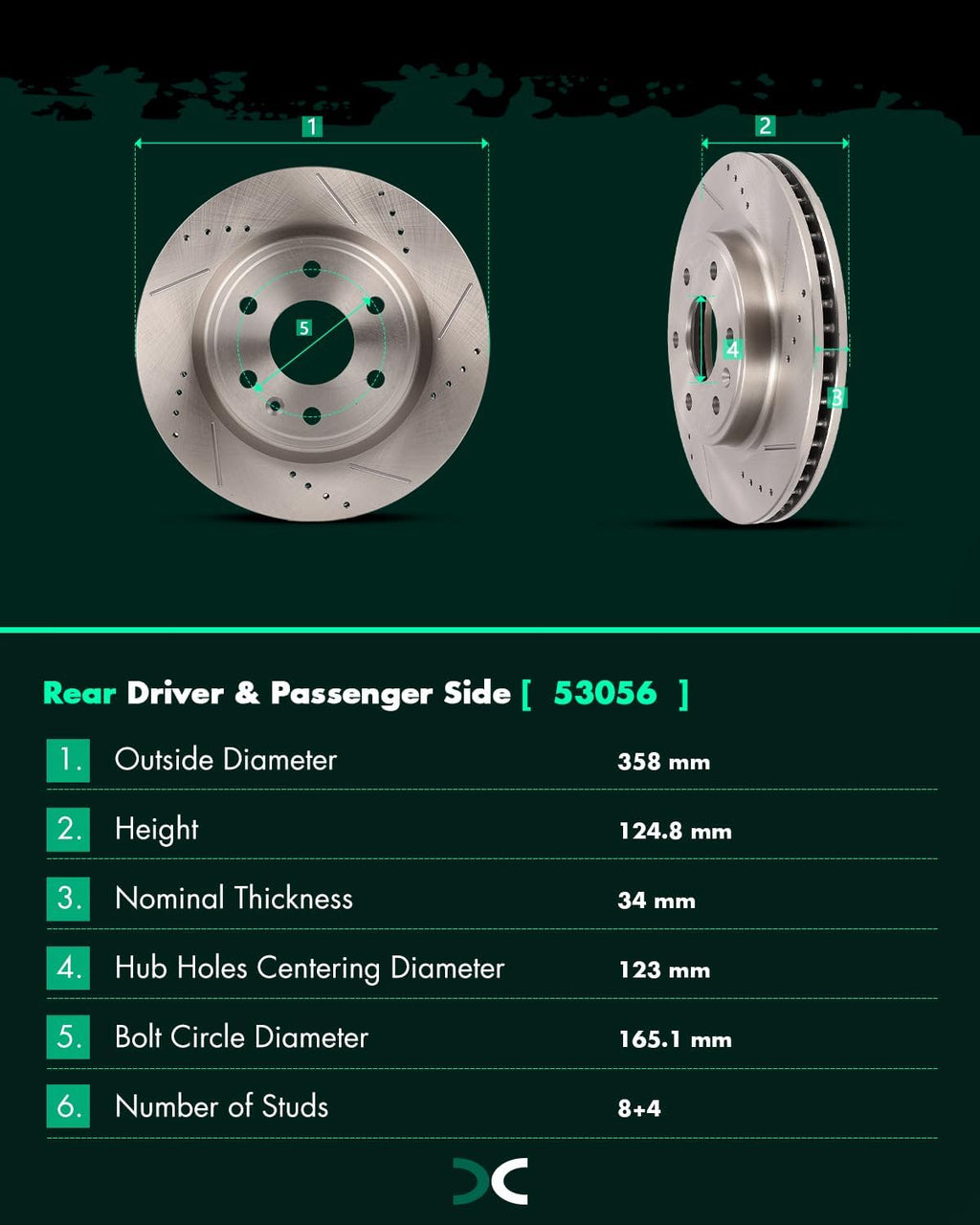 SCITOO Brake Kit For Buick For Enclave,For Chevy For Traverse,For GMC For Acadia,For Saturn For Outlook Front Rear Drilled & Slotted Disc Brake Rotor Semi Metallic Brake Pad 55150;55151;D1169;D883