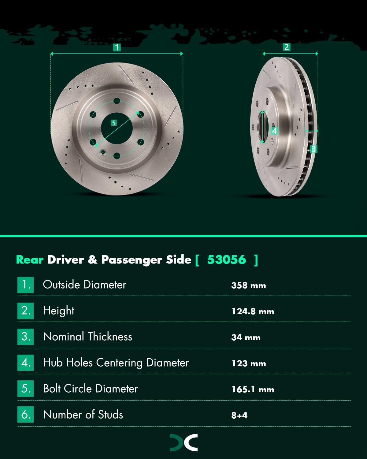 SCITOO Brake Kit For Buick For Enclave,For Chevy For Traverse,For GMC For Acadia,For Saturn For Outlook Front Rear Drilled & Slotted Disc Brake Rotor Semi Metallic Brake Pad 55150;55151;D1169;D883