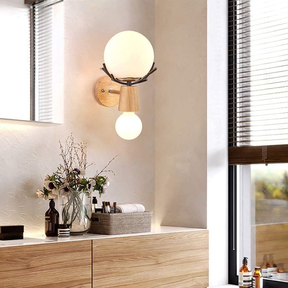 Modern Chandelier Light Fixture Wall E27 Lamp Wrought Iron Personality Bedside Bedroom Aisle Staircase Corridor(Black)