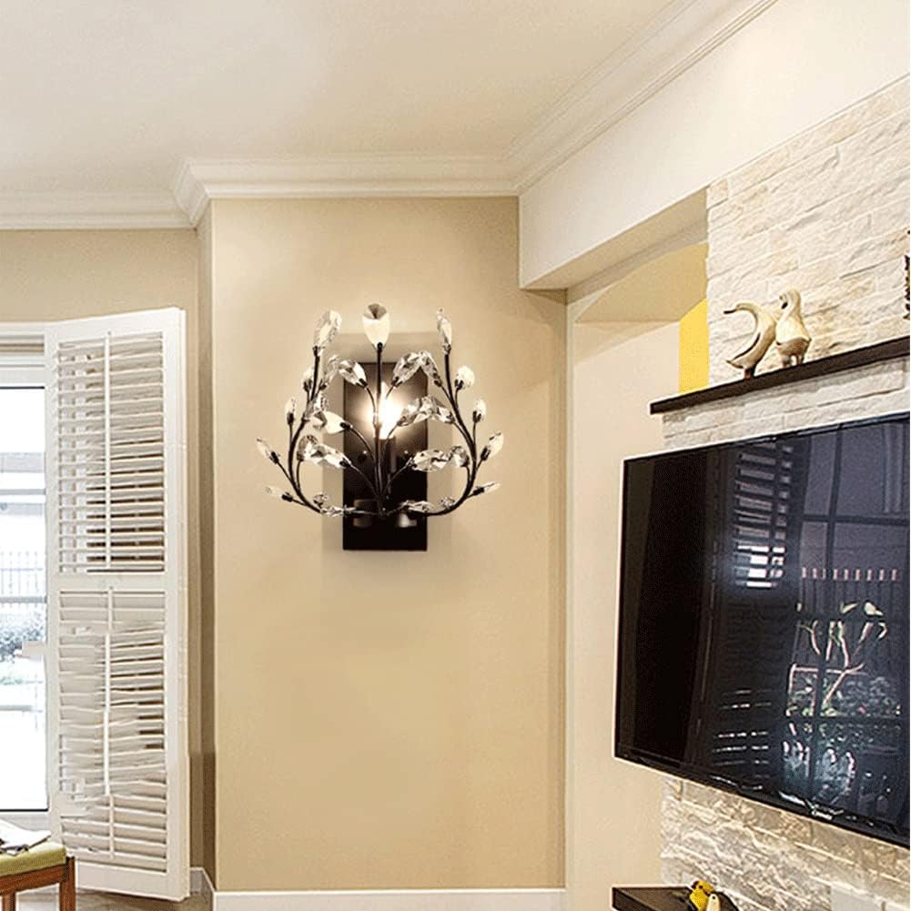 Wall Lighting Fixtures Led Crystal Aisle Wall Lamp Amen Style Wrought Iron Candle Wall Sconce Wall Mounted Lighting Fixture for Bathroom Bedroom Living Dining Room Entryway Aisle Decor Wall