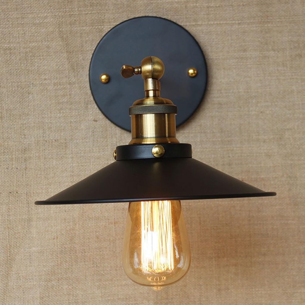 Outdoor Lights Bathroom Lighting Wrought Iron Bedroom Retro Wall Lamps Simple Personality Creative Outdoor Wall Sconce(Black)
