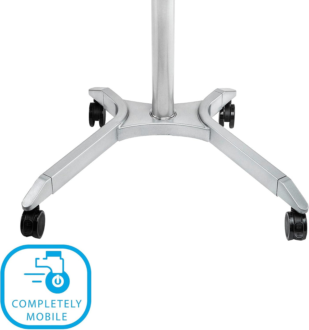 Seville Classics Airlift Height Adjustable Pneumatic Laptop Sit Stand Desk Mobile Rolling Cart, Computer Workstation for Home Office, Classroom, Espresso, 28' XL Desktop (New Model)