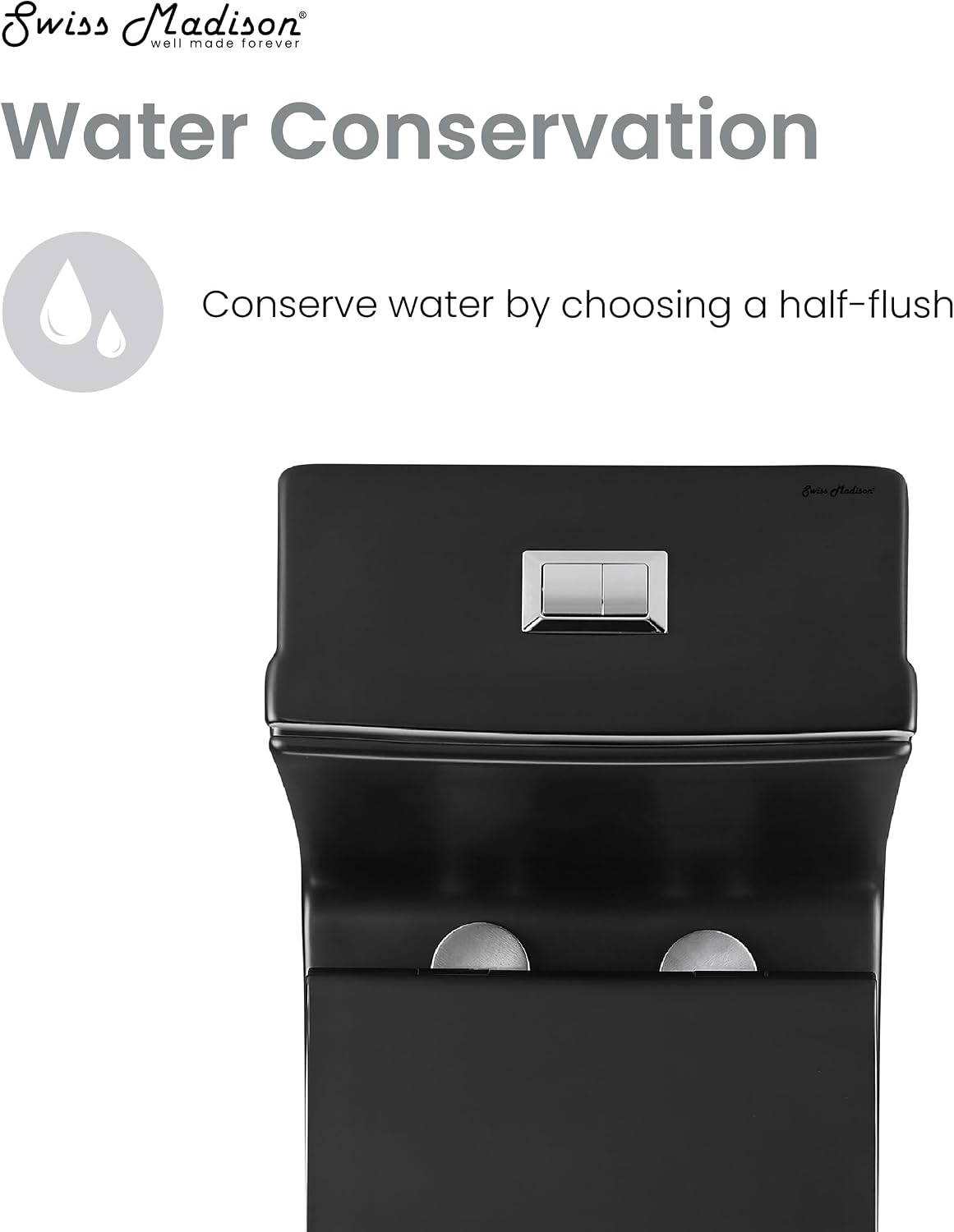 Concorde One-Piece 12' Rough-in 1.1/1.6 GPF Dual Top Flush Square Toilet in Matte Black