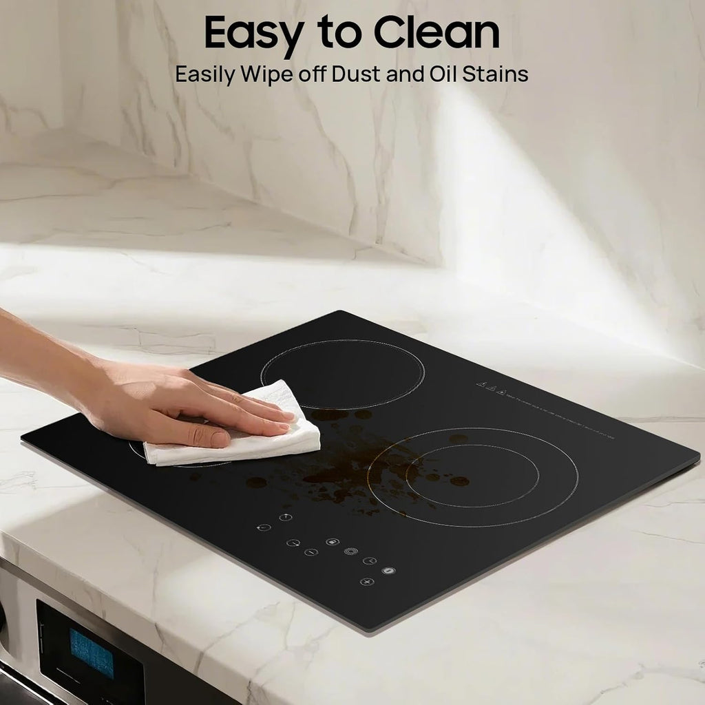 3 Burners Electric Stove Top Burner 110v Desktop Cooktop Built-In 2600w LED Intelligent Control 9 Heating Levels Cook Top Stove Electric (No Plug)