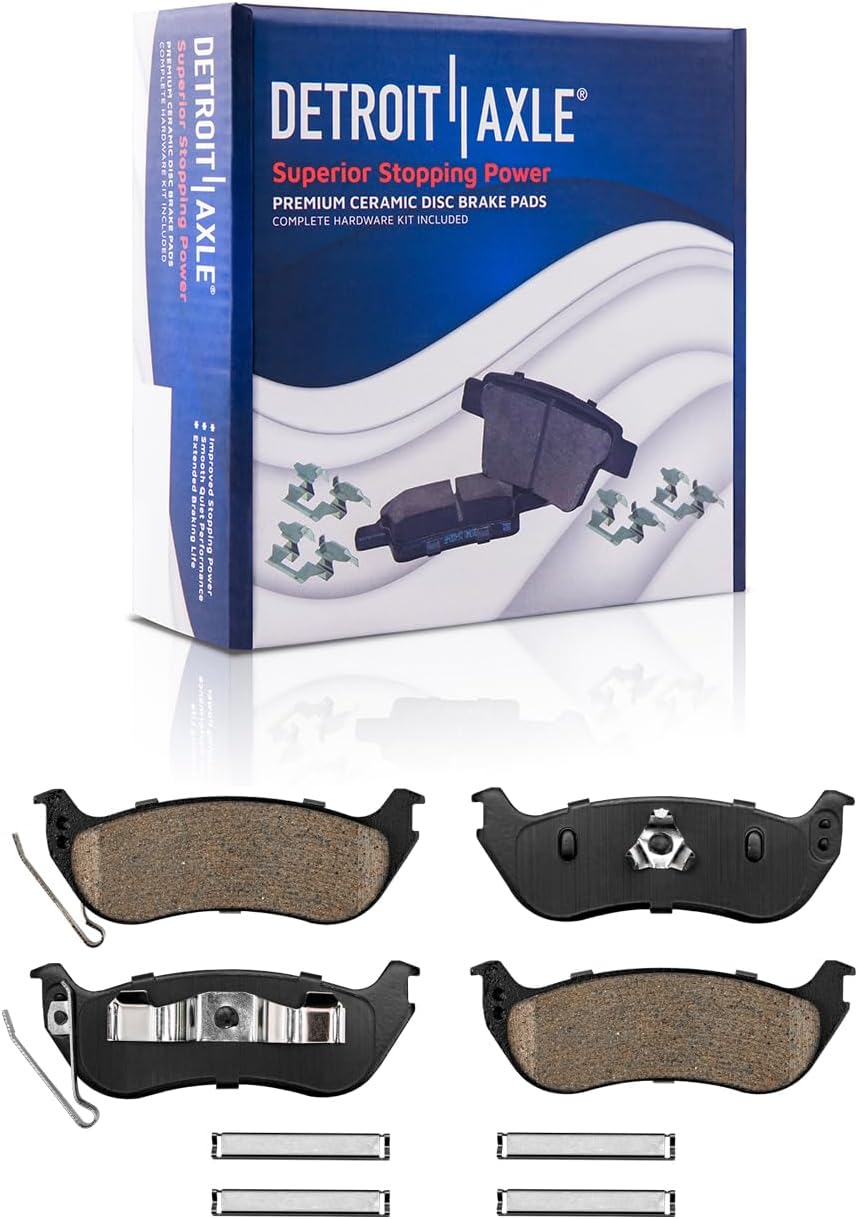 Detroit Axle - 8pc Brake Kit for 2006-2010 Ford Explorer/Explorer Sport Trac Mercury Mountaineer Drilled & Slotted Brake Rotors Ceramic Brakes Pads w/Hardware 2007 2008 2009 Front & Rear Replacement