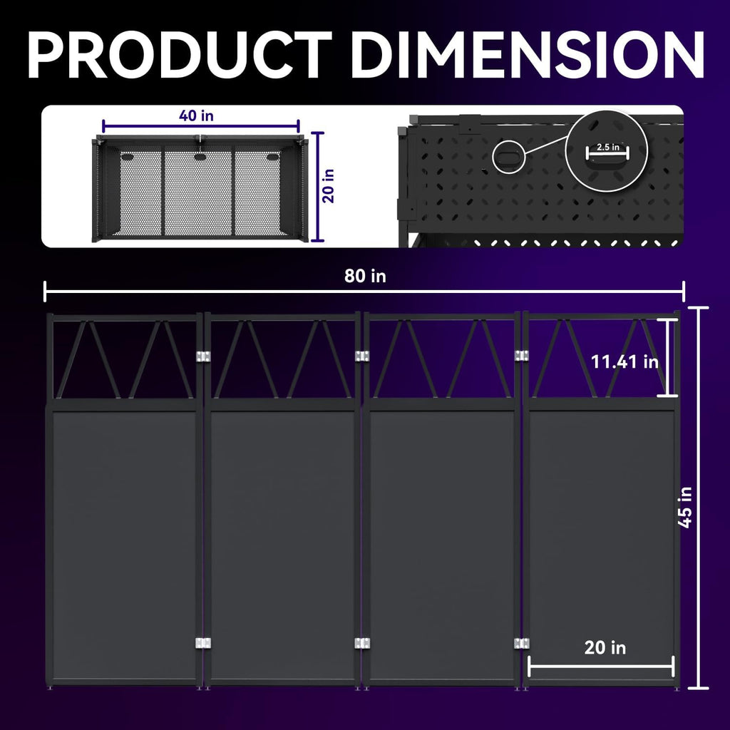 DJ Facade Booth Portable DJ Booth Table, Folding 2-Tier Workstation Table with Cable Management Holes, Adjustable Leveling Feet, Black & White Scrim Panels for Wedding Party Events(Upgrade)