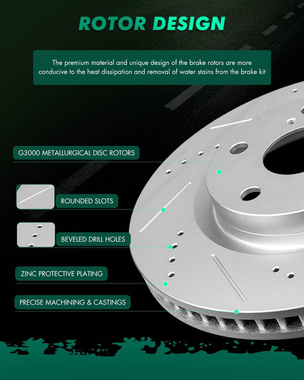 SCITOO Brake Kit Front Brake Rotors and Ceramic Brake Pads fit for 2013-2018 for Lexus ES300h,2007-2018 for Lexus ES350,2008-2018 for Toyota Avalon,2007-2017 for Toyota Camry