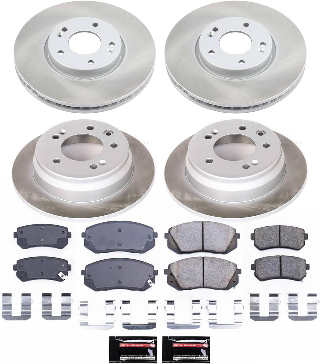 PowerStop Front and Rear Brake Kit for Hyundai Tucson 2012-15 | Kia Sportage 2012-16 - Ceramic Brake Pads + Semi Coated Rotors Replacement, SC6088