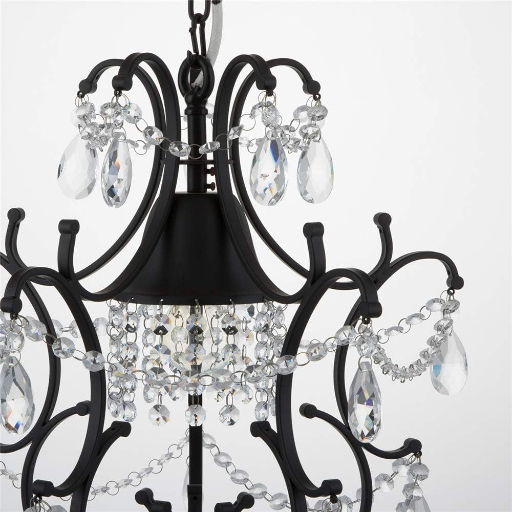 Modern Hanging Lamp, Pendant Light Fixture Style Luxurious V-intage Wrought Iron Crystal Chandeliers， Black Kitchen Island Light,Chandelier LED Ceiling Light