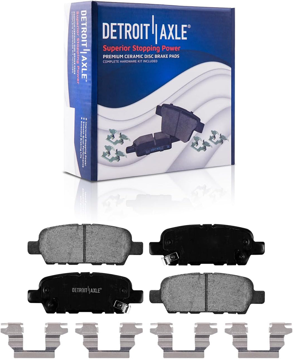 Detroit Axle - Brake Kit for 04-17 Nissan Quest Brake Rotors Ceramic Brakes Pads 2004-2007 2008 2009 2010 2011 2012 2013 2014 2015 2016 2017 Replacement: 11.42' inch Front and 12.13' inch Rear Rotors