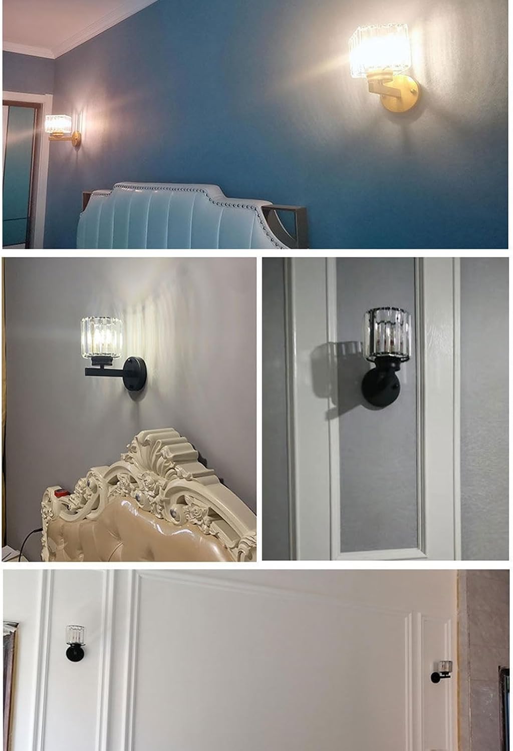 Clear Glass Prisms Wall Sconces Nordic Modern Wrought Iron Wall Light Wall Mounted Lighting Fixture for Bedroom Bedside Living Room Hallway Bathroom Vanity Lamp