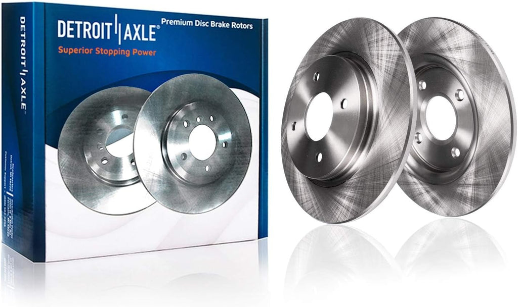 Detroit Axle - 8pc Brake Kit for Ford 2014-2019 Fiesta [ST, 4-Wheel Disc Brakes] Disc Brake Rotors 2015 2016 2017 2018 Ceramic Brakes Pads Replacement : 10.94' inch Front and 9.96' inch Rear Rotor