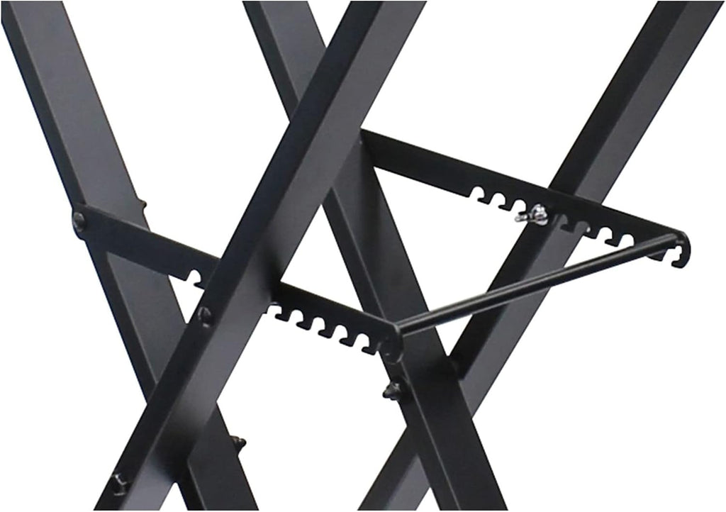 Black Two Tier X-Stand with Mic Boom and Top Shelf
