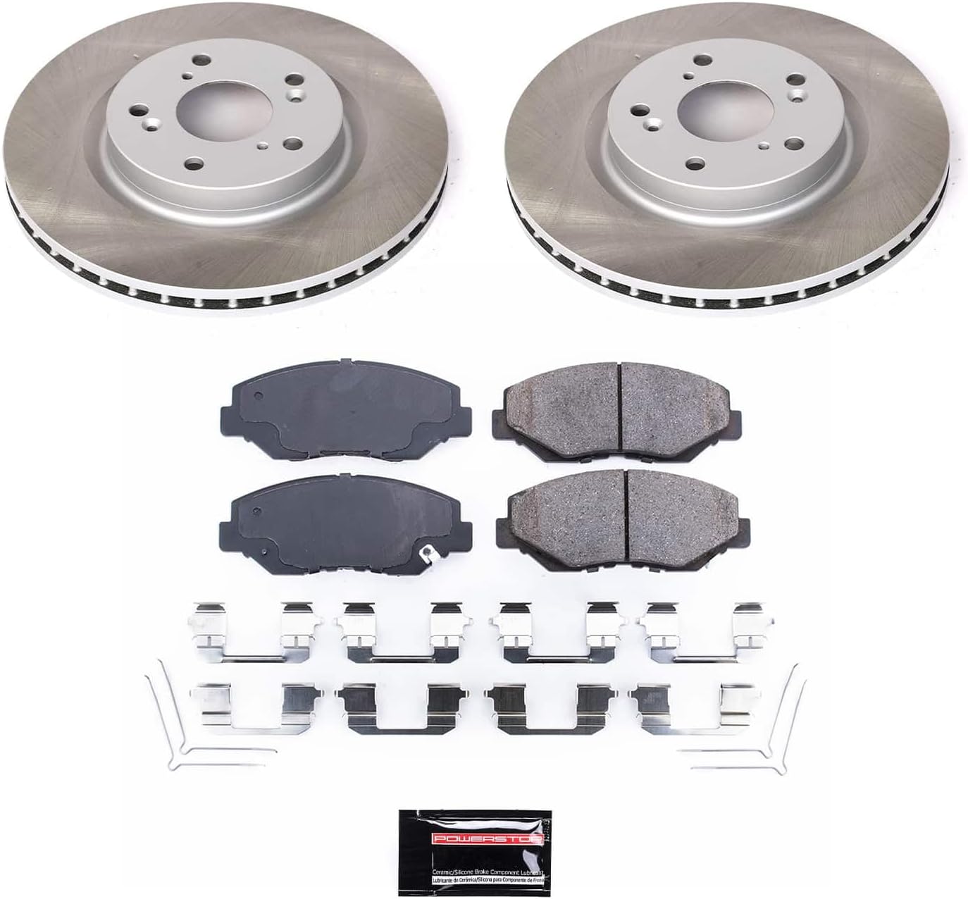 PowerStop Front Brake Kit for Honda CR-V 2012-16 - Ceramic Brake Pads + Semi Coated Rotors Replacement, SC6488