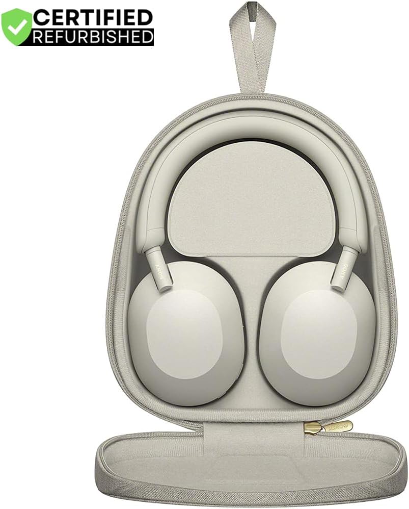 Sony (Refurbished WH1000XM5/S Wireless Industry Leading Noise Canceling Headphones Silver Bundle with 2 YR CPS Enhanced Protection Pack (Renewed)