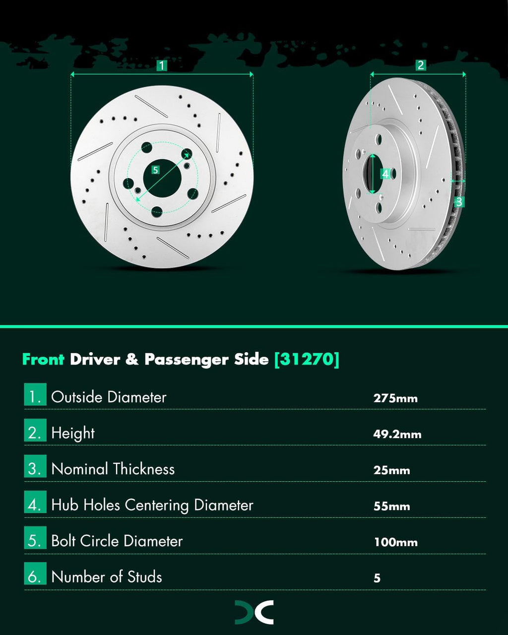 SCITOO Front 10.83' Rear 10.59' Brake Pads and Rotors Kits Fit For Scion tC 2005 2006 2007 2008 2009 2010