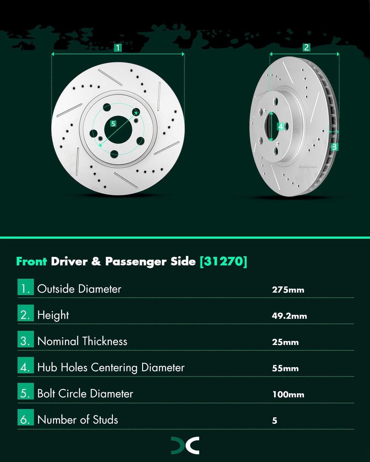 SCITOO Front 10.83' Rear 10.59' Brake Pads and Rotors Kits Fit For Scion tC 2005 2006 2007 2008 2009 2010