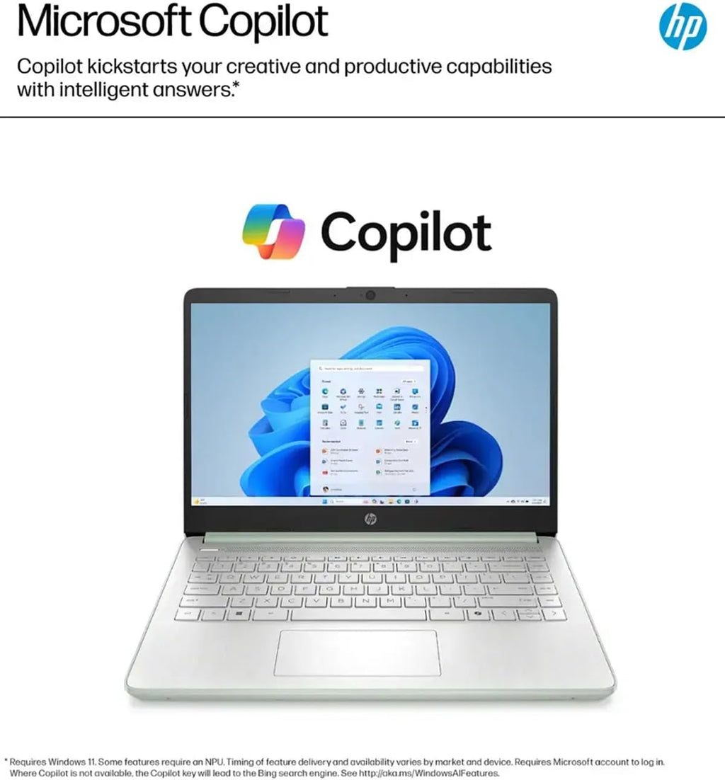 HP 14'' Business Laptop Computer - Windows 11 Pro & Microsoft Office Lifetime License, Intel Processor N150, 14 inch HD Laptop, AI-Powered, 12 Hr Batter (8GB RAM | 128GB UFS | 256GB Extend Micro SD)