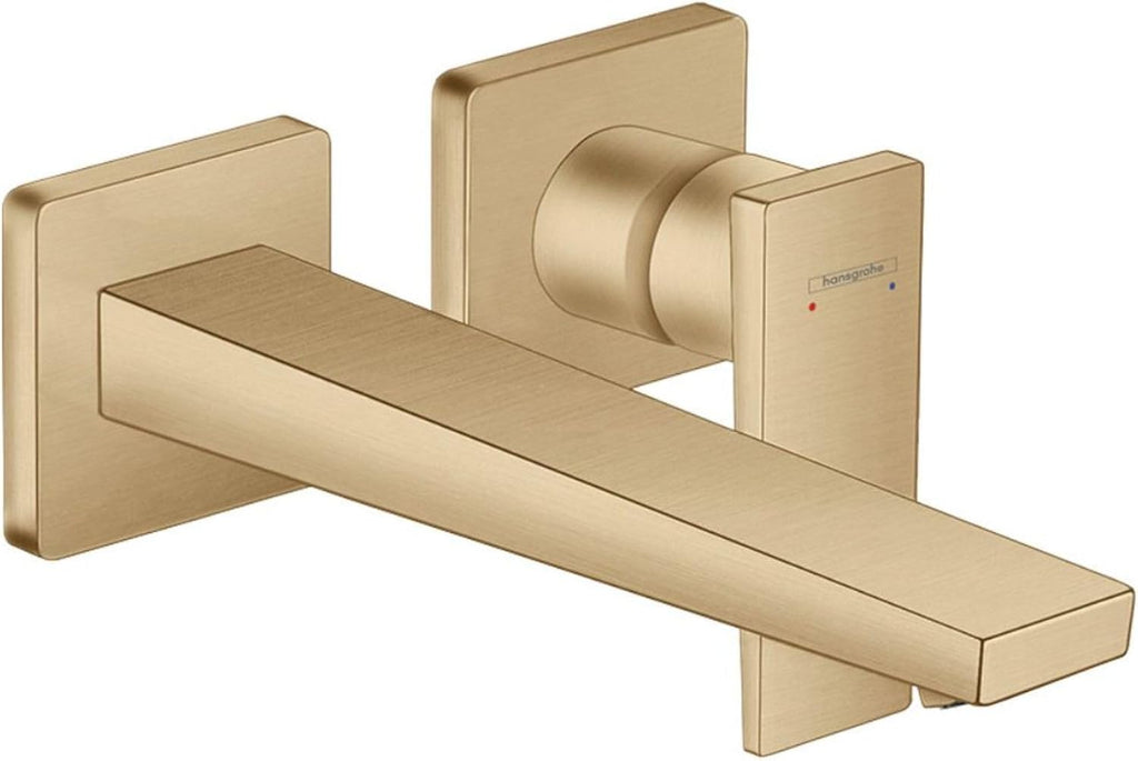 hansgrohe Metropol Modern 1-Handle 2-Hole 5-inch Tall Wall Mounted Bathroom Faucet in Brushed Bronze, 32526141