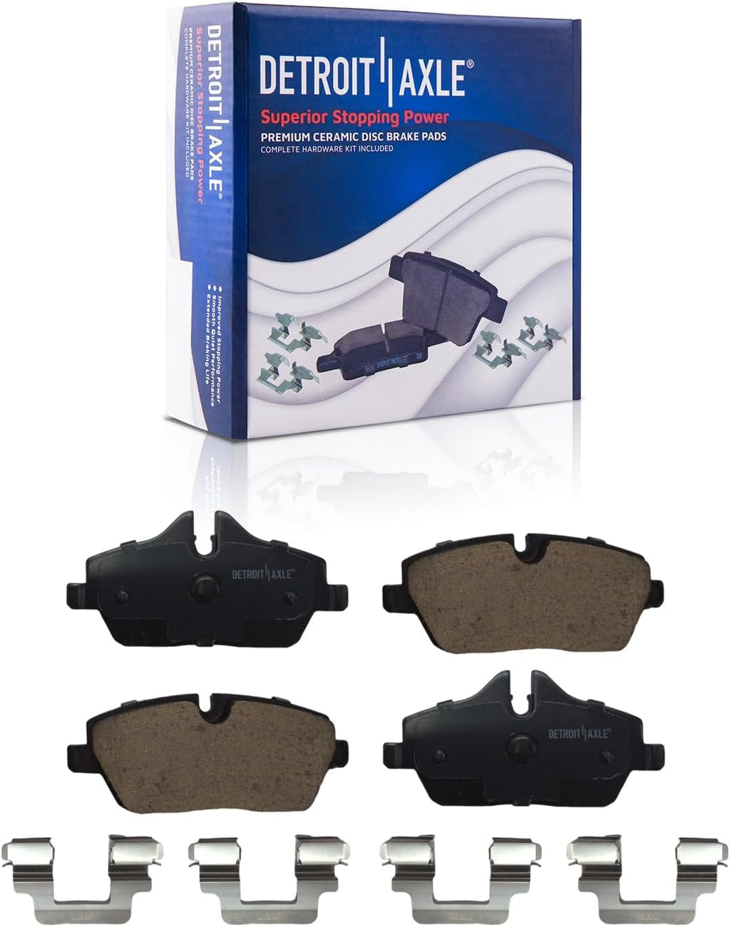 Detroit Axle - 8pc Brake Kit for 2014-2024 Mini Cooper, Disc Brake Rotors Ceramic Brakes Pads with Hardware Replacement: 11.02' inch Front and 10.20' inch Rear Rotor