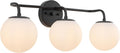 JONATHAN Y 25' Black Modern Globe Wall Sconce Vanity Light for Bathroom, White Frosted Glass Shade, Midcentury Parisian Bistro Wall Lamp, LED Bulb Included (JYL3536B)