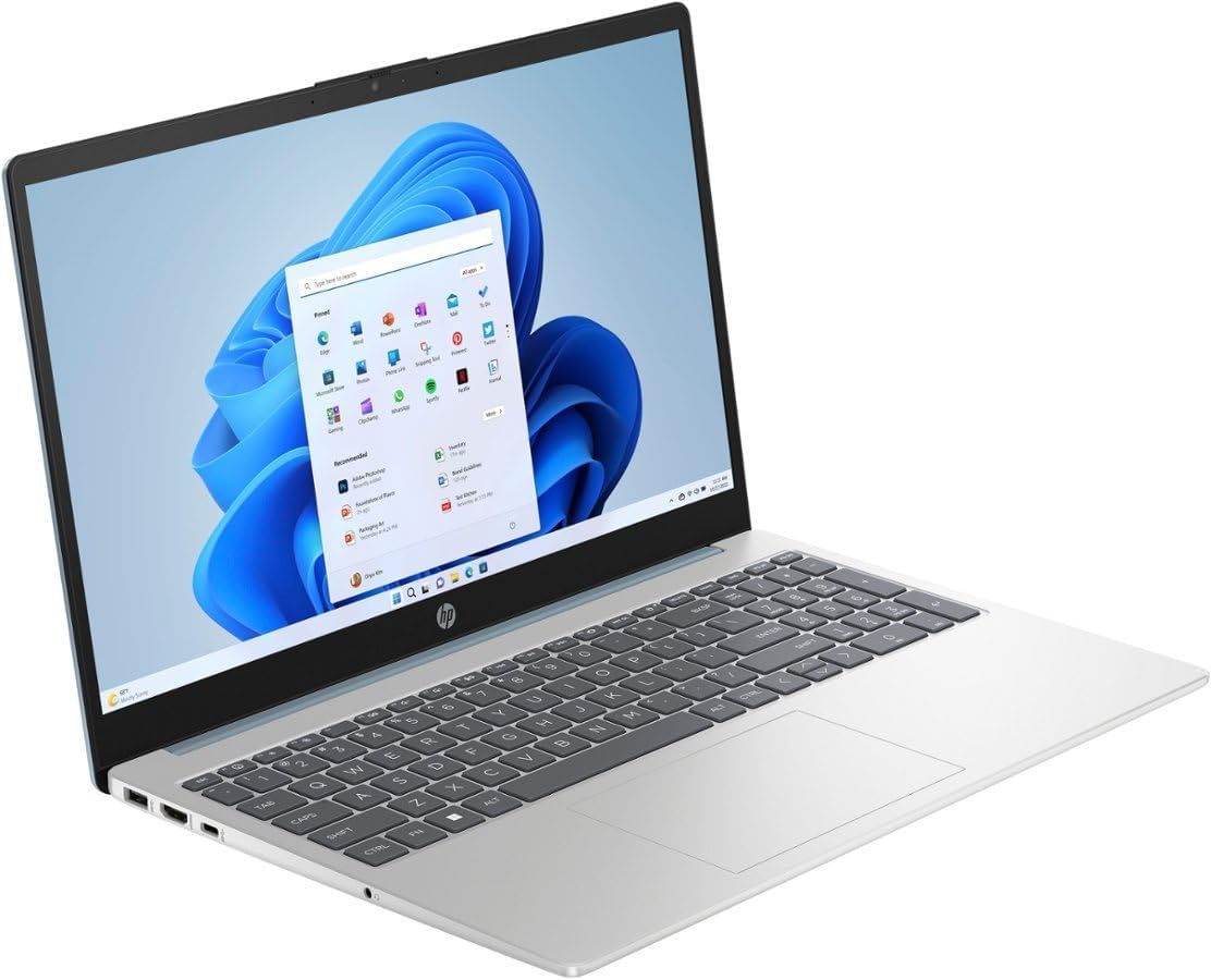 HP 15-FC000 Personal Laptop, 2025, 15.6' 1366x768, Touch, AMD-4 Core AMD Ryzen 5 7520U, 16GB LPDDR5 5500MHz, 256GB SSD, Win10 Home, Wi-Fi 6, Bluetooth 5.3, 720p HD Camera, Natural Silver