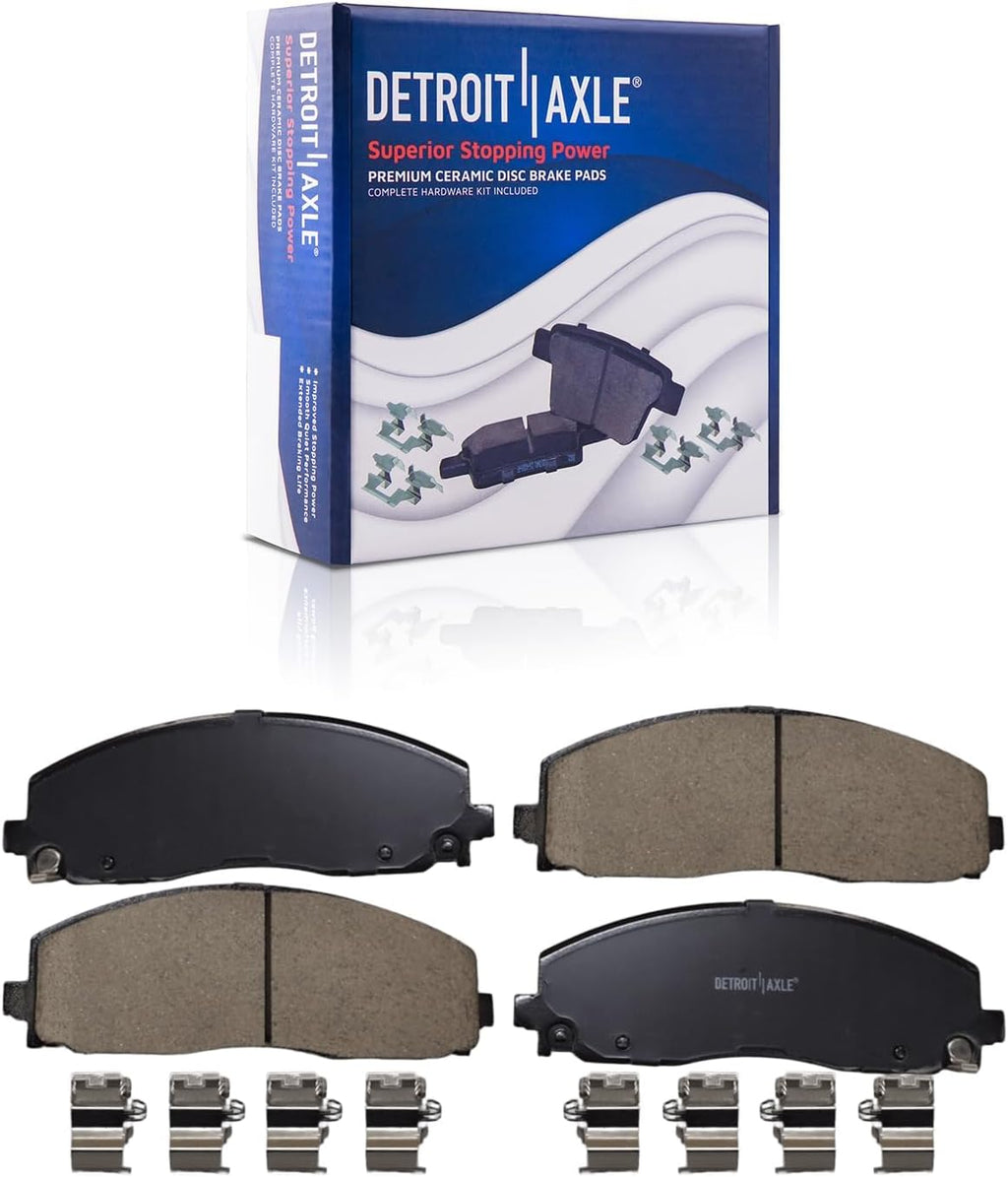 Detroit Axle - Front Brake Kit for Jeep 2018-2023 Wrangler, 12.99' inch Drilled and Slotted Disc Brakes Rotors Ceramic Brake Pads with Hardware 2019 2020 2021 2022 Replacement