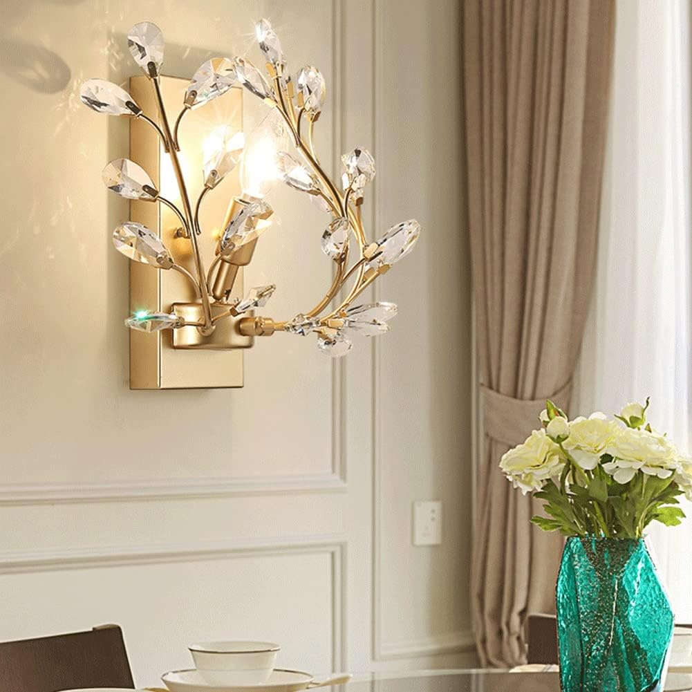 Wall Lighting Fixtures LED Crystal Aisle Wall Lamp American Style Wrought Iron Candle Wall Sconce Wall Mounted Lighting Fixture for Bathroom Bedroom Living Dining Room Entryway Aisle Decor ( Color : G