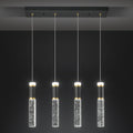 4-Light Pendant Light Fixture, Dimmable LED Kitchen Island Lighting with Bubble Crystal Shades, Modern Black Gold Metal for Dining Room, Foyer, Easy Installation