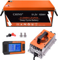 CHINS 48V 100Ah Lithium Golf Cart Battery, Includes 48V 18A Charger, Monitor, Built-in Smart 200A BMS, 48V Lithium Battery Perfect for Golf Cart