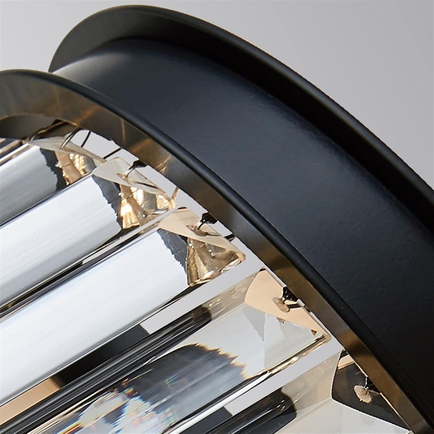 MUTTER European Wall Light American Modern Crystal Glass Wall Lamp - Home Bedroom Bathroom Wall Light Black Wrought Iron Metal Wall Sconce Luxury Living Room Wall Light E14,for Kitchens
