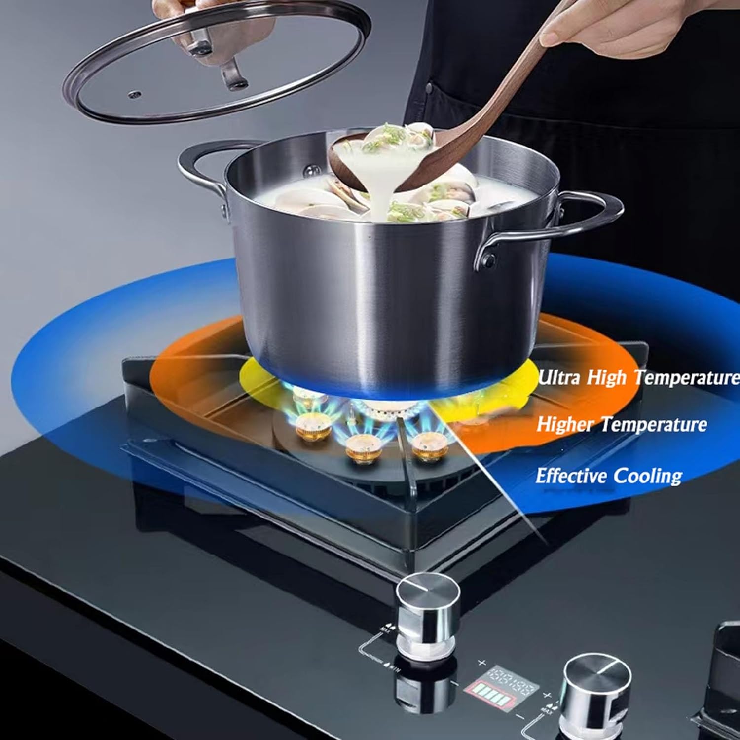 Indoor Portable Gas Stove 2 Burners, 5.2KW Built-in Gas Cooker Plug and Play, Accidental Flameout Protection Device, LPG/Natural Gas Kit(NG)