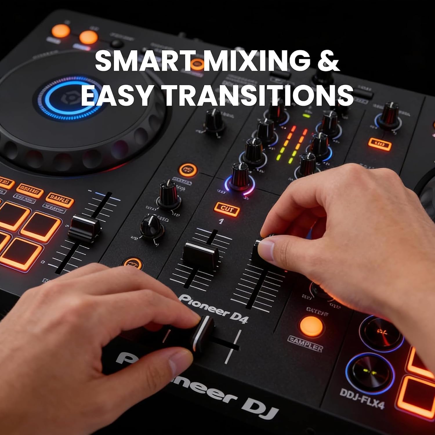 Pioneer DJ DDJ-FLX4 2-Channel DJ Controller - Black Bundle with Gator Case, Headphones, and Austin Bazaar Polishing Cloth