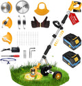 20000 RPM Electric Weed Wacker Cordless Weed Eater Battery Powered 21V, 4-in-1 Brush Cutter/String Trimmer/Grass Trimmer/Lawn Mower, 6″ Edger Stringless Weed Trimmer with Wheel & Blade,2 Battery