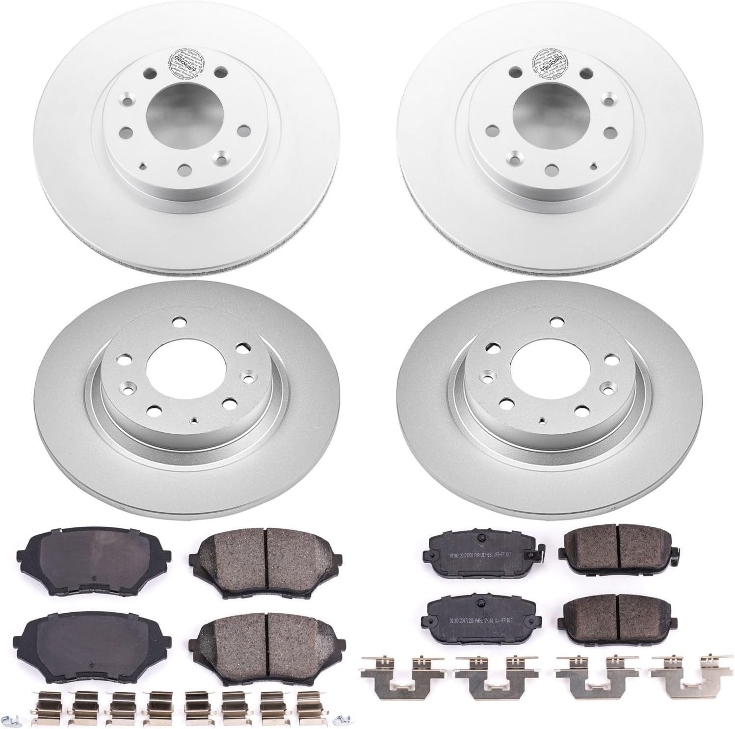 PowerStop Front and Rear Brake Kit for Mazda MX-5 Miata 2006-15 - Fully-Coated Disc Rotors with Z17 Ceramic Brake Pads Replacement, CRK4098