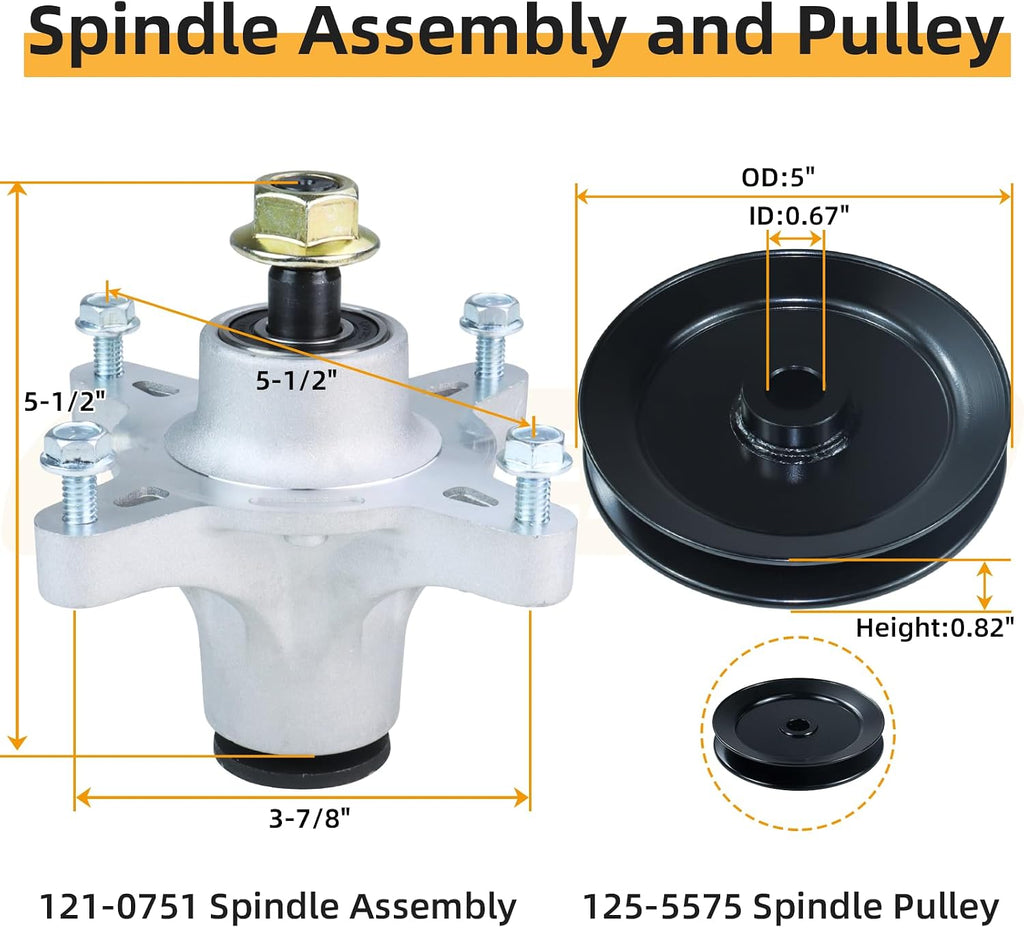 SS5000 Deck Rebuild Kit for Toro MX5060 MX5000 MX5050 SS5060 Mowers Includes 139-3214 Spindle Assembly 125-5575 Pulley 115-5059-03 Blades 132-9420 Idler Pulley 116-9981 Wheels 1/2x142 Belt
