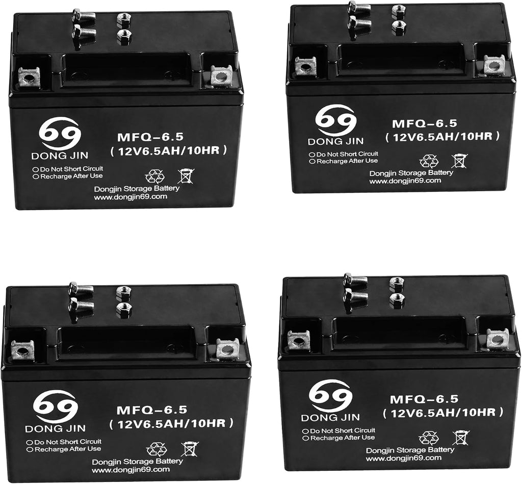 High Performance MFQ-6.5 12V AGM Motorcycle Rechargeable Battery 6.5AH 10HR Sealed Lead Acid Replacement Battery for Dirt Pit Bike ATV Scooter Lawn Mower Go Kart Four-Wheeler Buggy Mobility Moped (4)