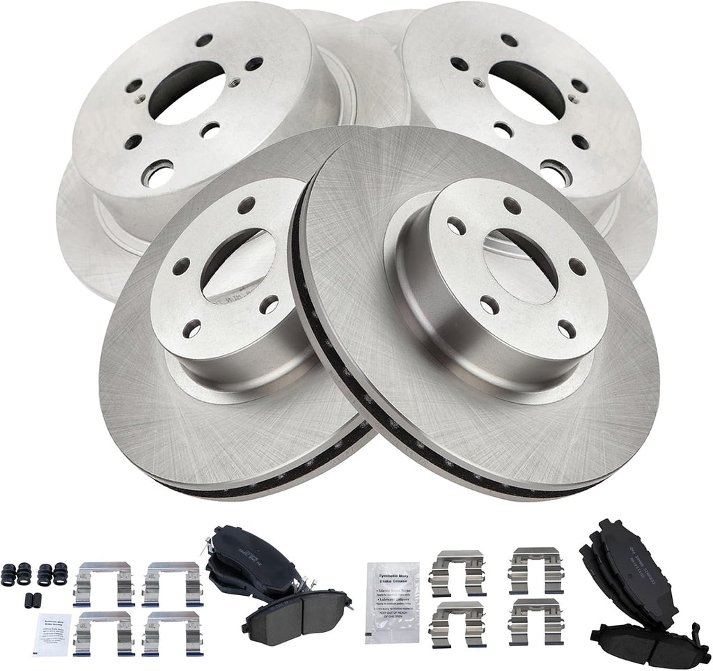 TRQ Front and Rear Brake Pad and Rotor Set Ceramic Compatible with 2012-2016 Subaru Impreza
