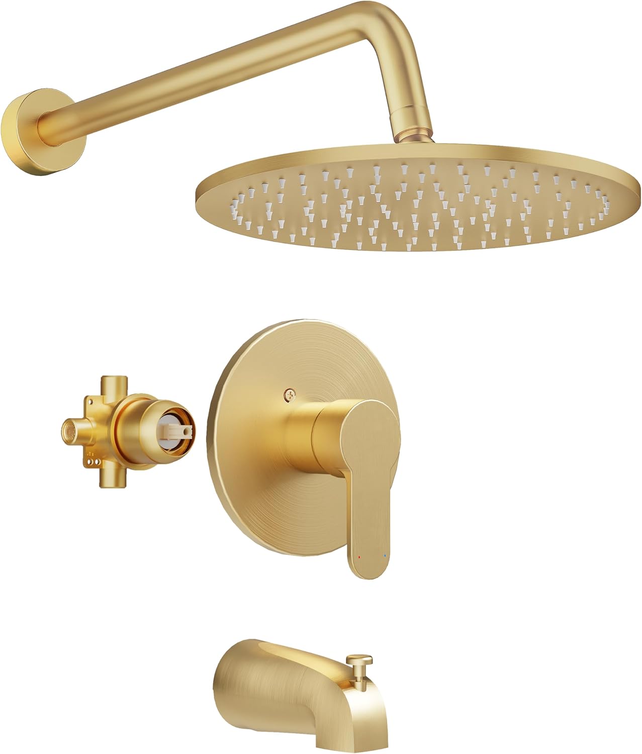 Tub Shower Faucet Set, Tub and Shower Trim Kit with 10 Inch High-Pressure Rian Shower Head,Shower Head and Handle Set, Brushed Gold