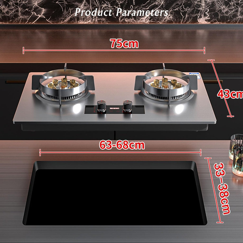 Gas Cooktop,29003 BTU Stainless Steel Gas Stove,Home Tabletop/Built-in Two Burners,Easy to Clean,Flameout Protection(LPG)(NG) (Size : LPG), 18648