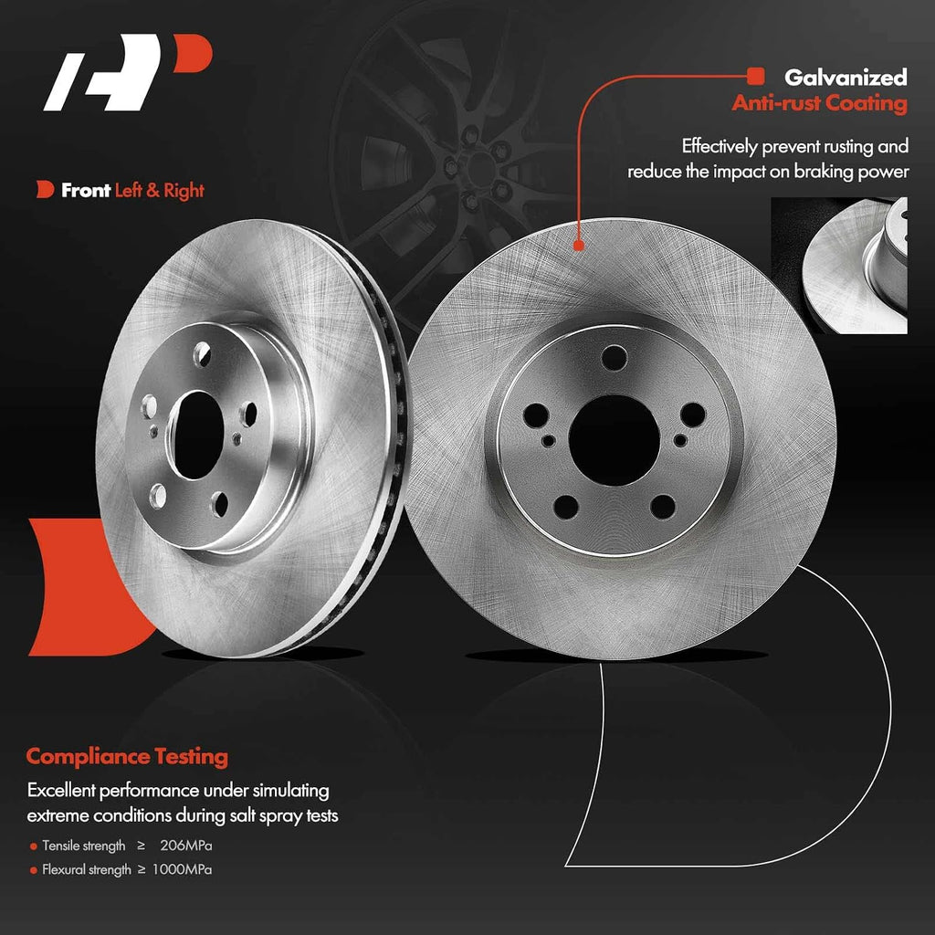 A-Premium Front and Rear Disc Brake Rotors + Ceramic Pads Kit Compatible with Select Toyota Models - Corolla 2009-2019, 12-PC Set