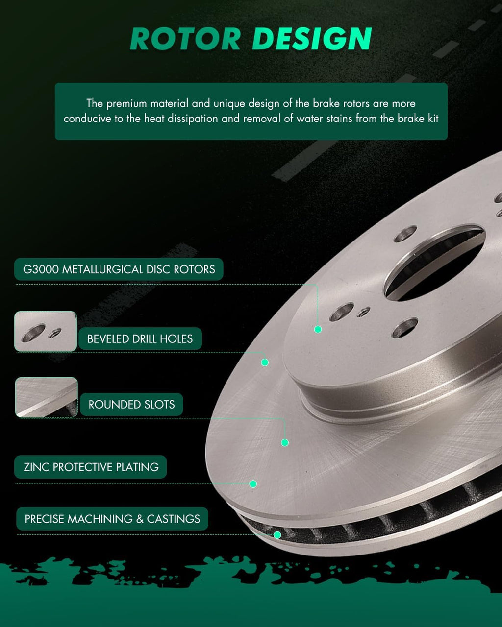SCITOO Brake Kits For Lexus For RX330 2004-2006,For RX350 2007-2009,For RX400h 2006-2008,For Toyota For Highlander 2006-2007 Disc Brake Rotors and Semi Metallic Brakes Pads 31392;D1005;31356;D996
