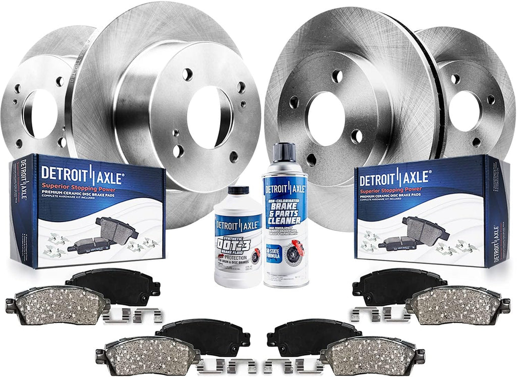 Detroit Axle - Brake Kit for 2012-2017 Kia Rio, 11.02' inch Front and 10.32' inch Rear Disc Brake Rotors Ceramic Brakes Pads with Hardware 2013 2014 2015 2016 Replacement