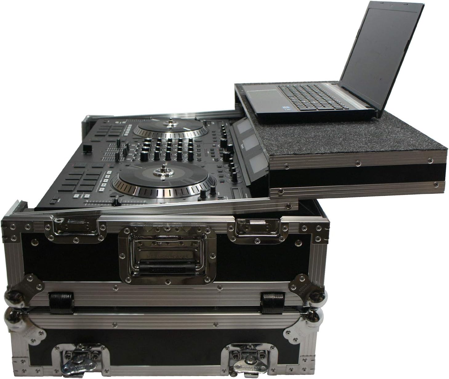 Harmony Audio HCNS7LTWFXTR Flight Glide Laptop Stand Combo DJ Case Compatible with Numark NS7 II