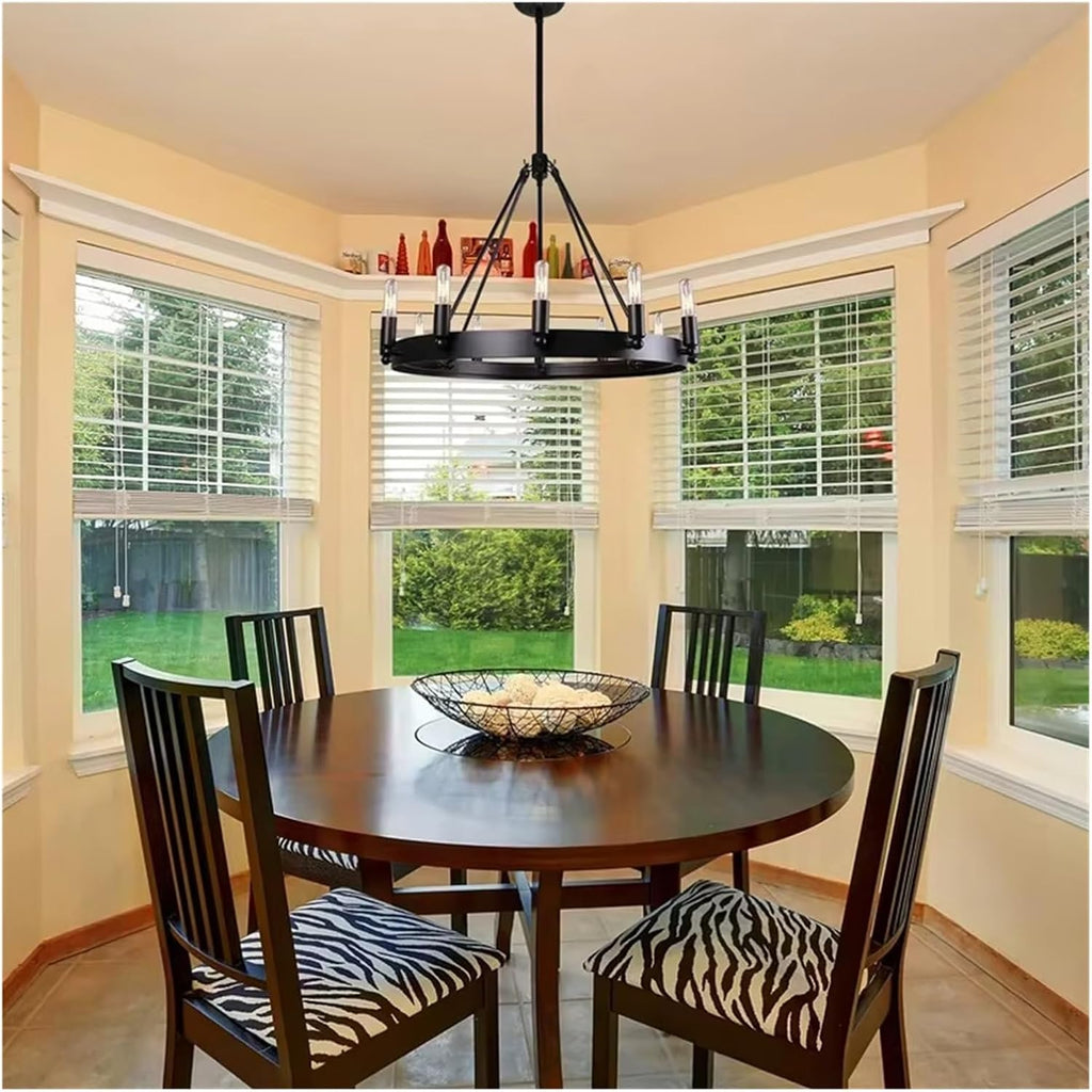 Industrial Vintage Black Chandelier for Kitchen Bedroom Living Room Indoor Lighting Retro Wrought Iron Antique Pendant Lights,Dining Light Fixtures