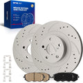 KAX Front Brakes and Rotors for Subaru Forester/Outback/Impreza/Baja/Legacy, Drilled and Slotted Vented Brake Rotor Ceramic Brake Pad Replacement (#34203+D929, 11.55inch, 293.3MM)
