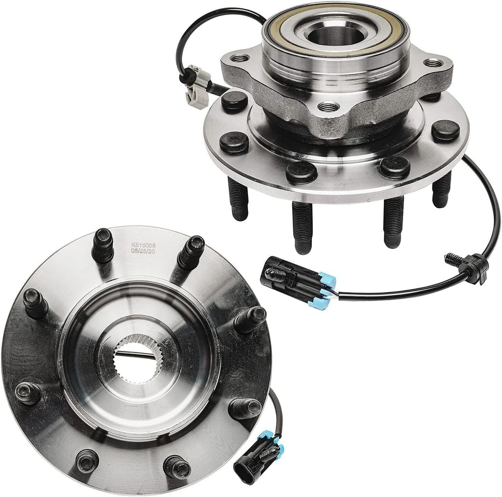 Detroit Axle - 4WD Front Wheel Bearing Hubs Brake Kit for Silverado 2500 HD Sierra 3500 Classic Yukon XL Avalanche Suburban 2500 H2 Brake Rotors Wheel Bearing Hubs Lug Nuts Replacement