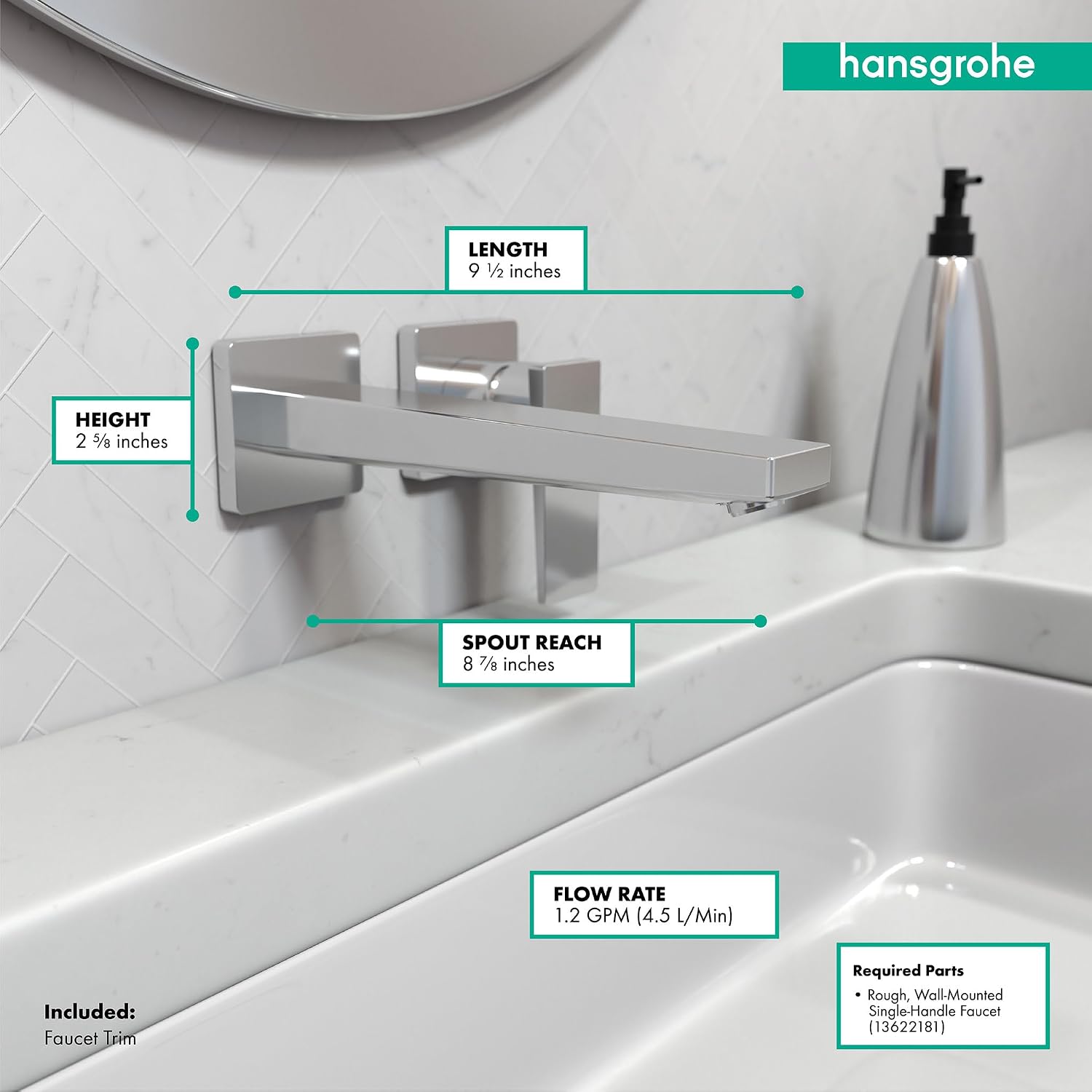 hansgrohe Metropol Modern 1-Handle 5-inch Tall Bathroom Sink Faucet in Chrome, 32526001