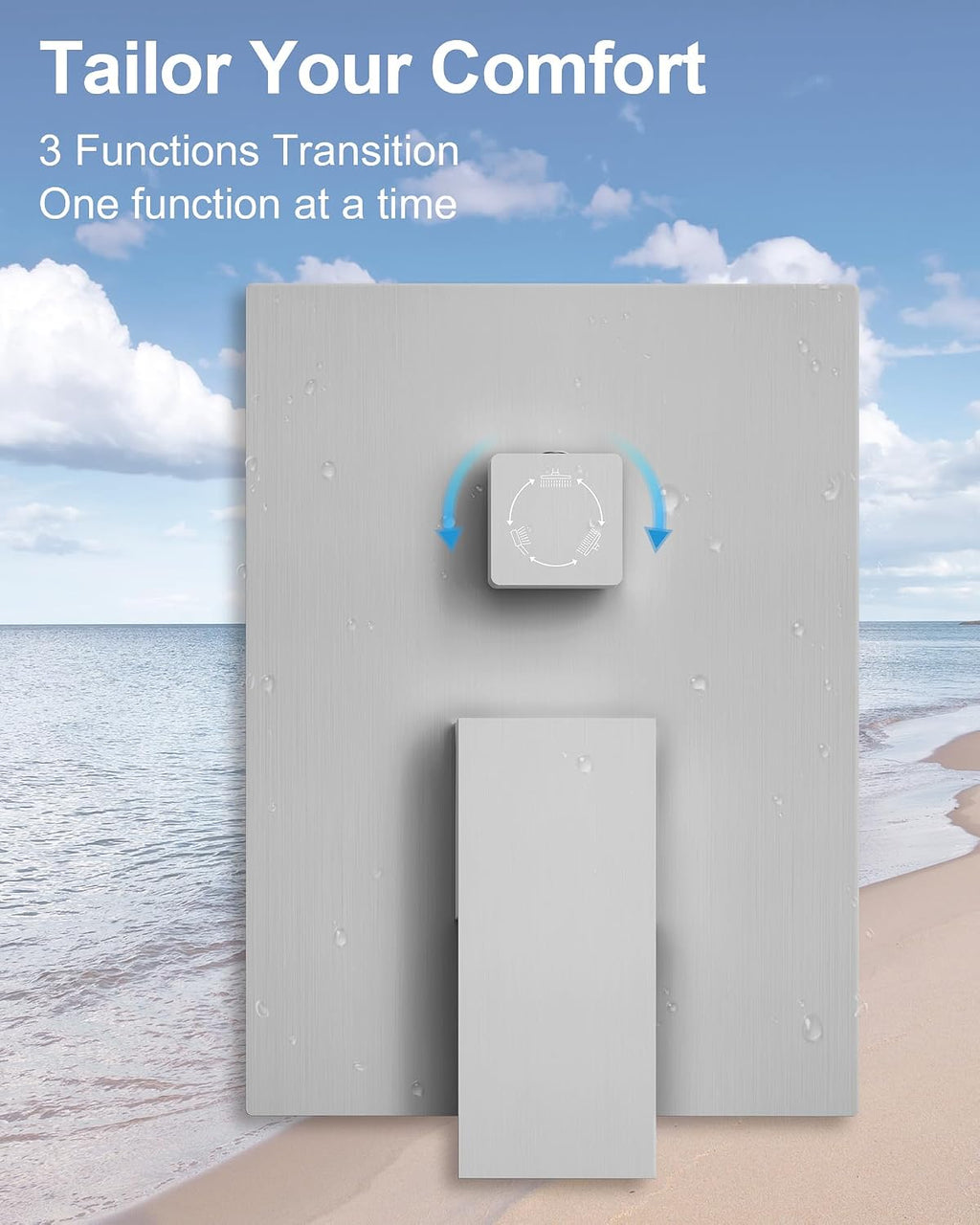 Brushed Nickel 3-Function Shower System with 10' Rainfall & 6' Secondary Shower Head, Handheld Combo Set, Wall Mounted cUPC Certified Pressure Balance Valve